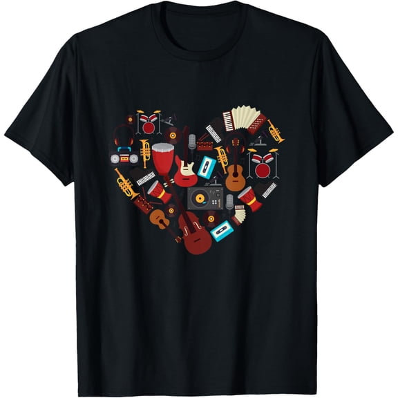 t-shirt I love Music Musical instruments Heart Teacher Musician Gift T-Shirt.