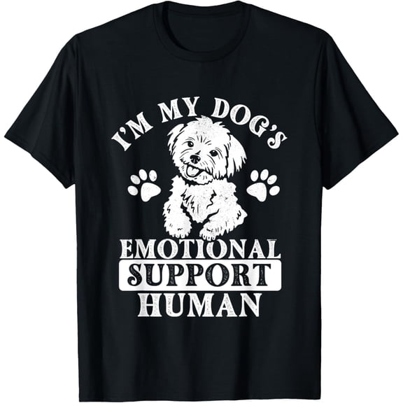 t-shirt I'm My Dog's Emotional Support Human - Maltese Dog Lover T-ShirtMen and women can wear, black T-shirts, gifts. Age: M,L，XL 2XL, 3XL, 4XL