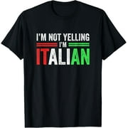 t-shirt Im Not Yelling Im Italian Funny Italia Flag T-Shirt mens black women funny journey Crew Neck, Short Sleeve,printing