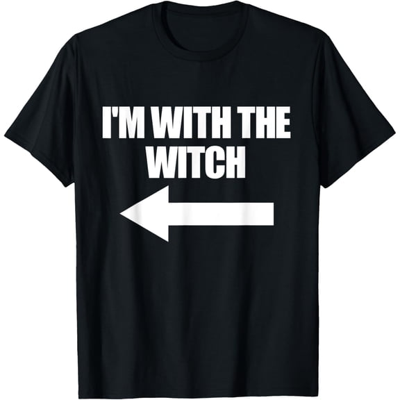 t-shirt I'm With The Witch Halloween Matching Witch Costume T-Shirt mens,black,women,funny,journey,Crew Neck, Short Sleeve,printing