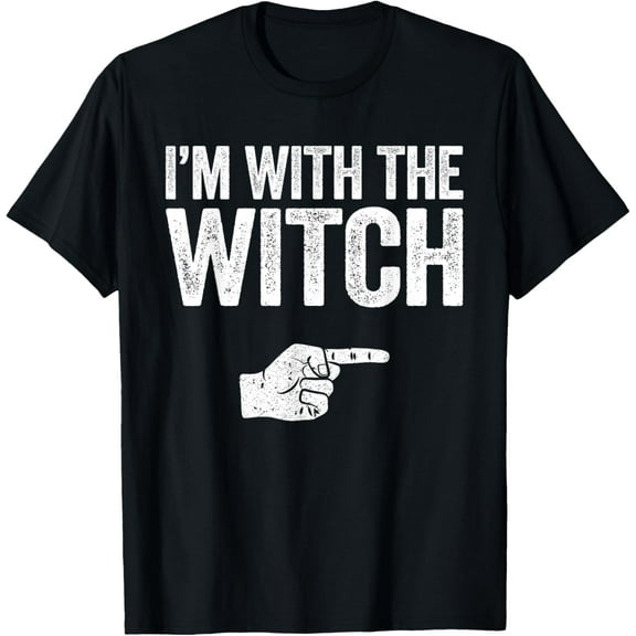 t-shirt I'm With The Witch T-Shirt Matching Witch Costume Shirt T-Shirt mens，black，women，funny，journey，Crew Neck, Short Sleeve,printing
