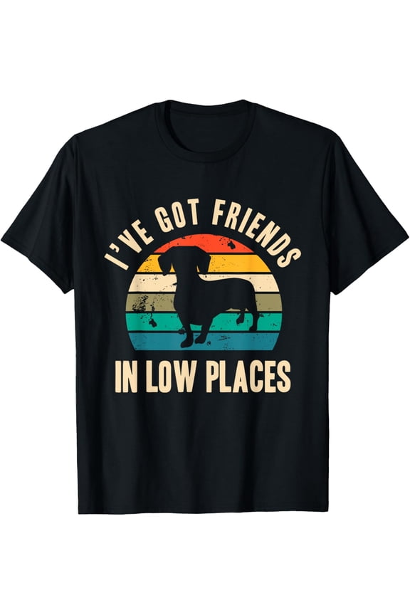 I've Got Friends In Low Places Funny Dachshund Vintage Gift T-Shirt