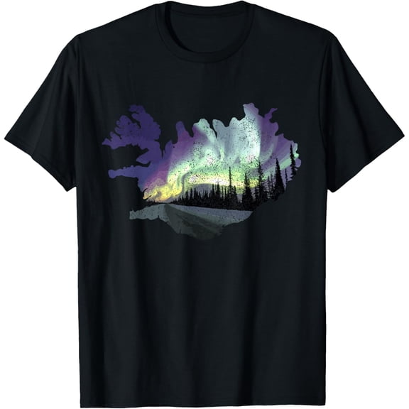 t-shirt Iceland Map Fire Ice Northern Light Icelandic Souvenir T-Shirt.