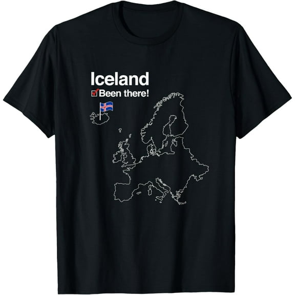 t-shirt Iceland Shirt with Flag - I've Been There Map T-Shirt mens,black,women,funny,journey,Crew Neck, Short Sleeve,custom clothing patterns.gift