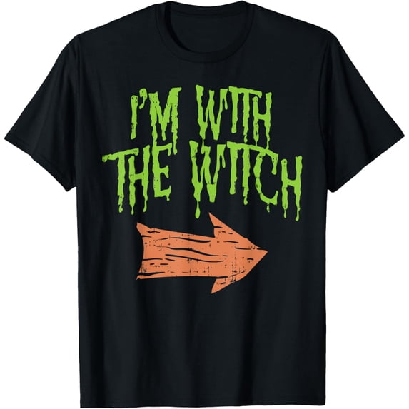 t-shirt Im With The Witch Funny Husband Halloween Costume Couple Men T-Shirt.