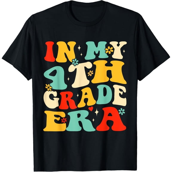 t-shirt In My Fourth Grade Era Retro 4th Grade Back to School T-Shirt mens，black，women，funny，men，journey，Crew Neck, Short Sleeve,printing