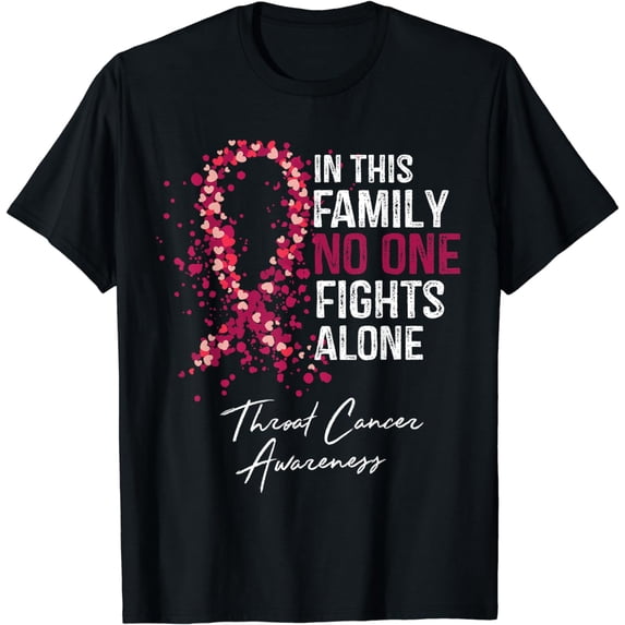t-shirt In This Family No One Fights Alone Shirt Throat Cancer mens t shirt,black,women,funny,misfits,men,journey