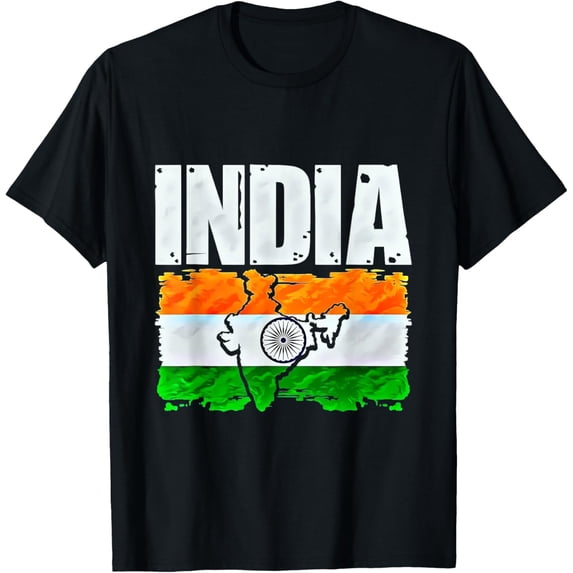 t-shirt India Flag Map Emblem T-ShirtMen and women can wear, black T-shirts, gifts. Age: M,L,XL 2XL, 3XL, 4XL
