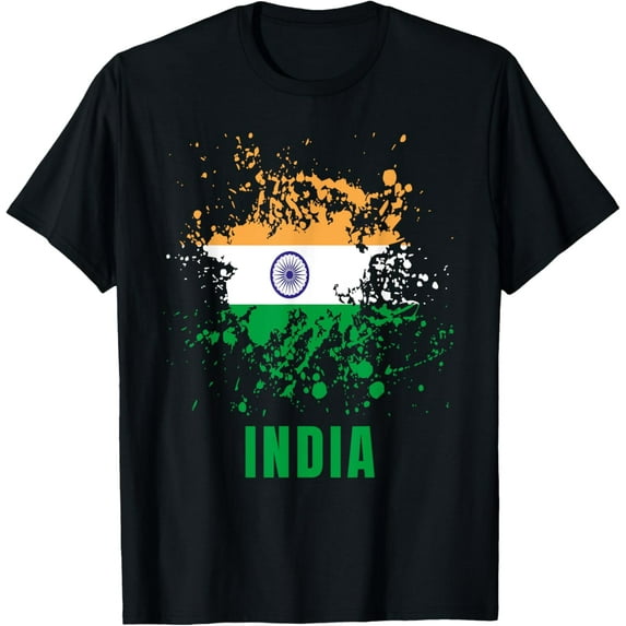 India Retro Vintage Watercolors Sport Indian Flag Souvenir T-ShirtMen and women, Black T-shirt, size: Extra large