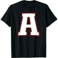 thumbnail image 1 of t-shirt Initial A Monogram A Letter A Capital Alphabet T-Shirt mens，black，women，funny，journey，Crew Neck, Short Sleeve,custom clothing patterns.gift, 1 of 4