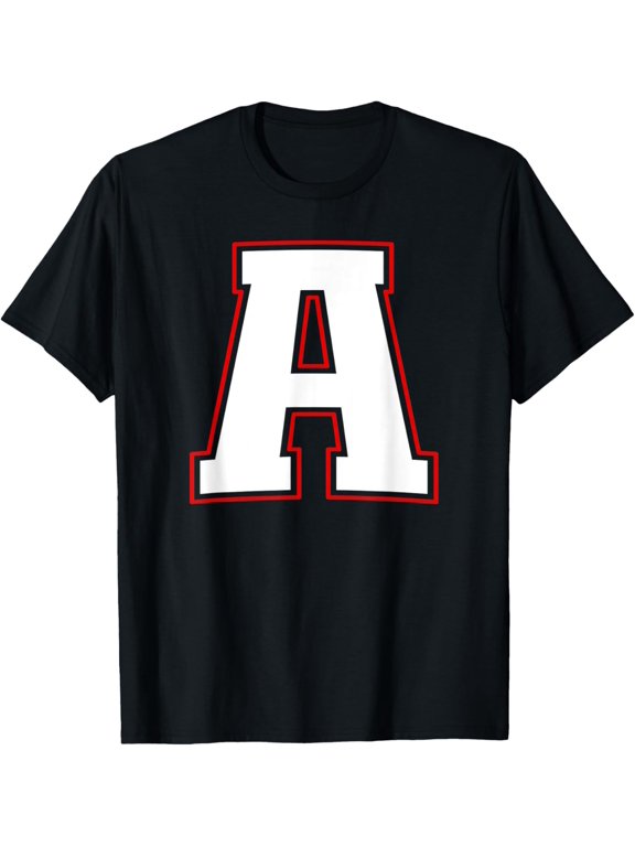 t-shirt Initial A Monogram A Letter A Capital Alphabet T-Shirt mens,black,women,funny,journey,Crew Neck, Short Sleeve,custom clothing patterns.gift