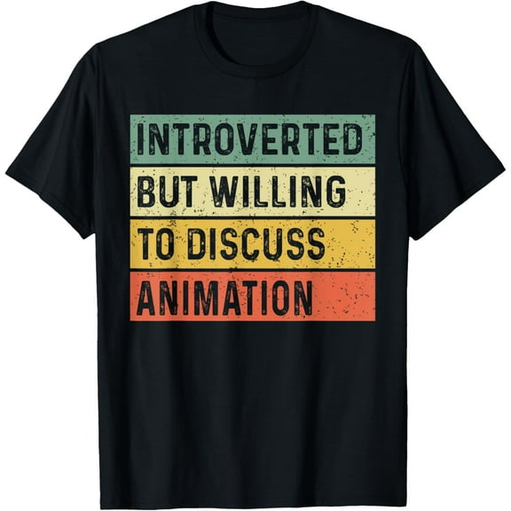 t-shirt Introverted But Willing To Discuss Animation Funny Animator T-Shirt mens,black,women,funny,journey,Crew Neck, Short Sleeve,custom clothing patterns.