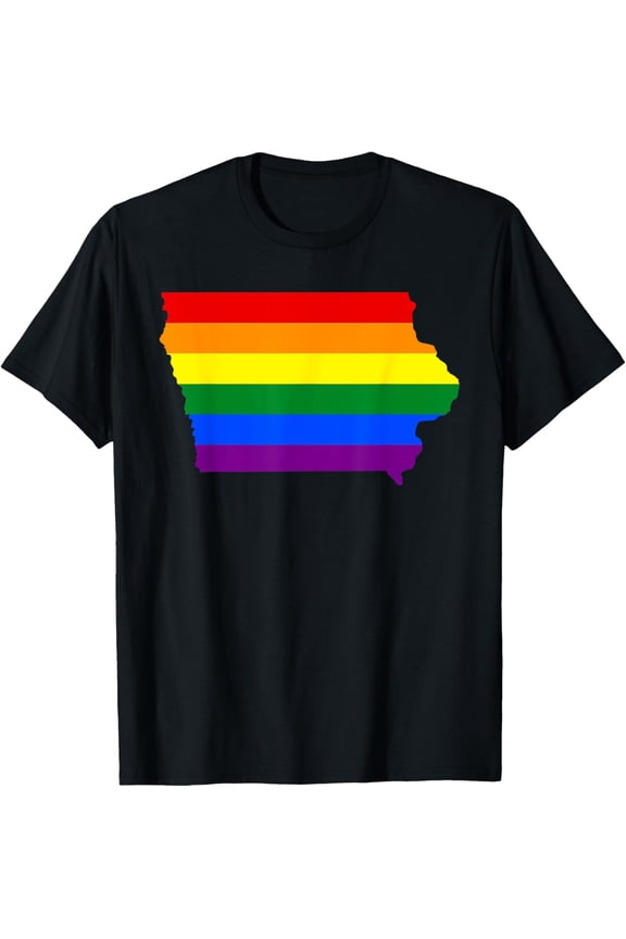 t-shirt Iowa Rainbow Flag T-Shirt mens,black,women,funny,journey,Crew Neck, Short Sleeve,printing
