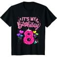 thumbnail image 1 of t-shirt It's My 8th Birthday Doughnut Happy 8 Years Old Girl Kids T-Shirt mens，black，women，funny，journey，Crew Neck, Short Sleeve,printing, 1 of 4