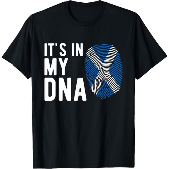 t-shirt It's in my DNA Scotland Flag Scottish Gift T-ShirtMen and women can wear, black T-shirts, gifts. Age: M,L，XL 2XL, 3XL, 4XL