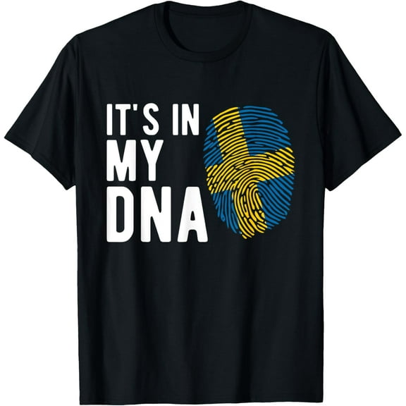 t-shirt It's in my DNA Sweden Flag Swedish Gift T-Shirt mens,black,women,funny,journey,Crew Neck, Short Sleeve,custom clothing patterns.gift