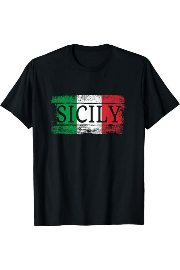 t-shirt Italia Italian Flag I Vintage Sicily Italy T-Shirt mens,black,women,funny,journey,Crew Neck, Short Sleeve,custom clothing patterns.