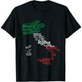 thumbnail image 1 of t-shirt Italy Map Silhouette Flag Towns Cities Rome Travel Europe T-Shirt mens，black，women，funny，journey，Crew Neck, Short Sleeve,custom clothing patterns.gift, 1 of 4