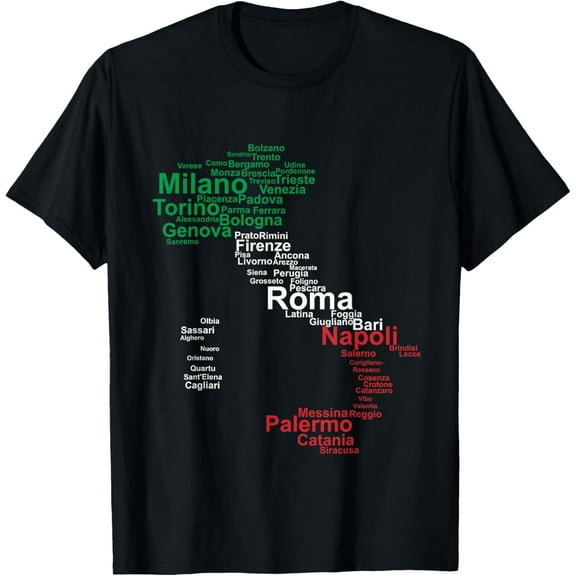 t-shirt Italy Map Silhouette Flag Towns Cities Rome Travel Europe T-Shirt mens，black，women，funny，journey，Crew Neck, Short Sleeve,custom clothing patterns.gift
