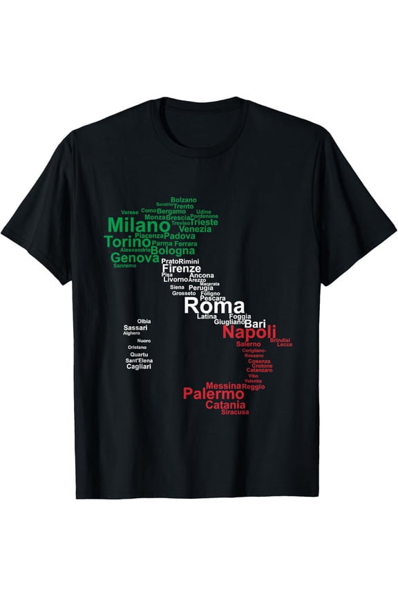 t-shirt Italy Map Silhouette Flag Towns Cities Rome Travel Europe T-Shirt mens,black,women,funny,journey,Crew Neck, Short Sleeve,custom clothing patterns.gift