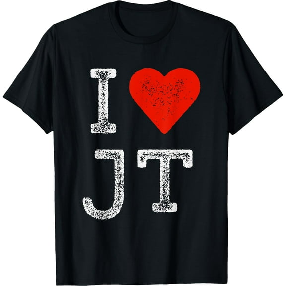 t-shirt JT Fans Initials Men Red Heart Women I Love JT T-Shirt.