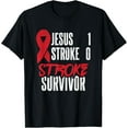 thumbnail image 1 of t-shirt Jesus 1 Stroke 0 Stoke Awareness Stroke Survivor T-Shirt mens，black，women，funny，men，journey，Crew Neck, Short Sleeve,printing, 1 of 4