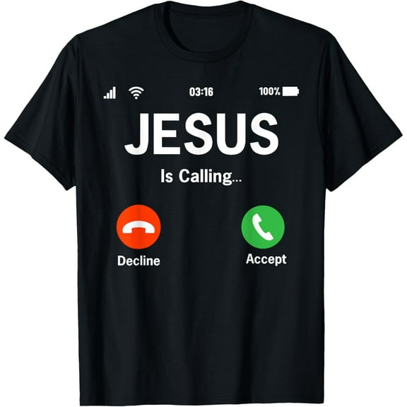 t-shirt Jesus Is Calling I Jesus T-Shirt mens，black，women，funny，journey，Crew Neck, Short Sleeve,custom clothing patterns.gift