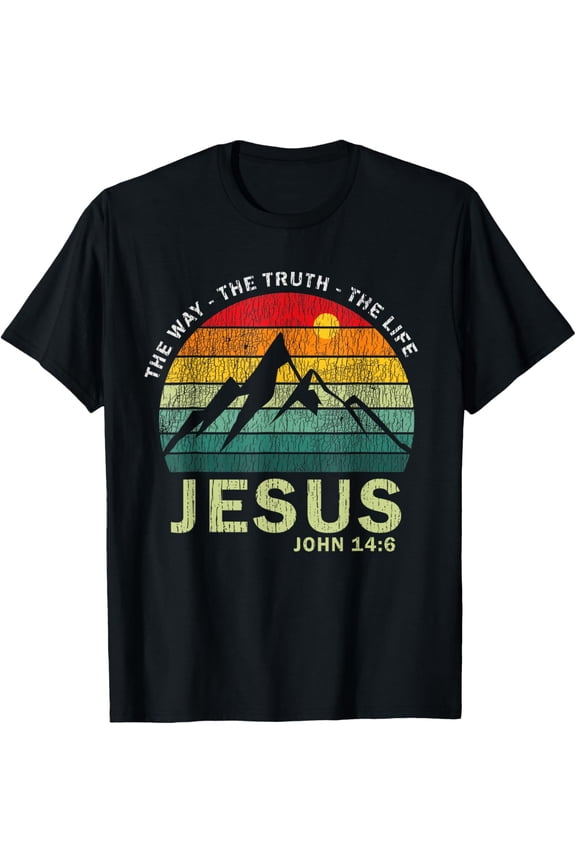 t-shirt Jesus The Way Truth Life Women Men Kids Christian Worship T-Shirt mens,black,women,funny,journey,Crew Neck, Short Sleeve,printing