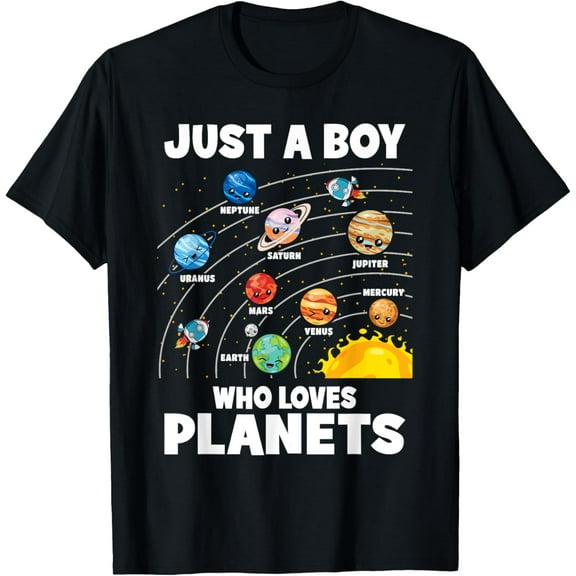 t-shirt Just A Boy Who Loves Planets Solar System Astrology Space T-Shirt.