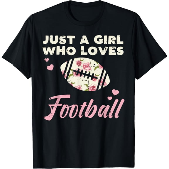 Just A Girl Who Loves American Football Flowers Girls Women T-Shirt