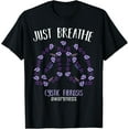thumbnail image 1 of t-shirt Just Breathe Purple Ribbon CF Cystic Fibrosis Awareness T-ShirtMen and women can wear, black T-shirts, gifts. Age: M,L，XL 2XL, 3XL, 4XL, 1 of 4