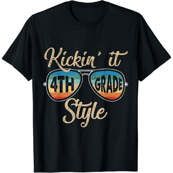 t-shirt Kickin' It 4th Grade Style Back To School Elementary Teacher T-Shirt mens t shirt,black,women,funny,misfits,men,journey