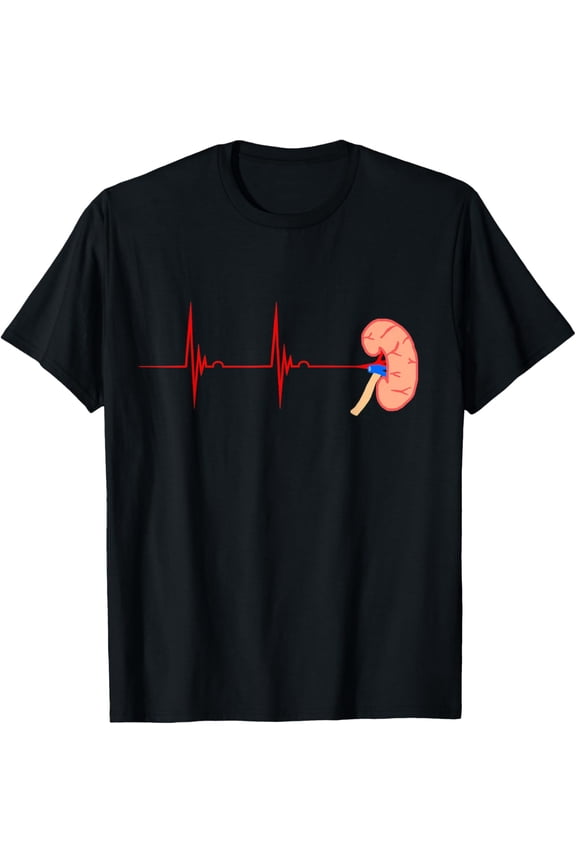 t-shirt Kidney Organ Dialysis Nurse Heartbeat EKG Pulse Nephrologist T-Shirt mens,black,women,funny,journey,Crew Neck, Short Sleeve,custom clothing patterns.