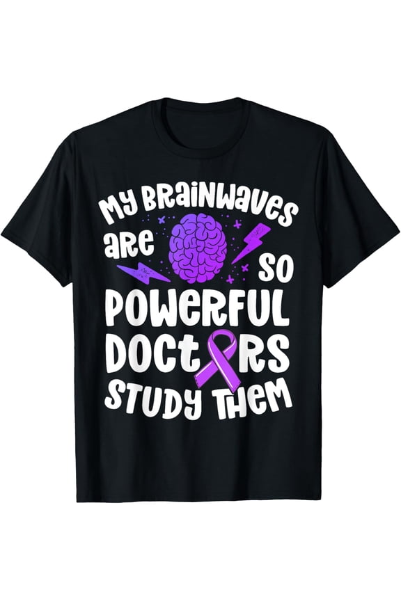t-shirt Kids Epilepsy Awareness Shirt Powerful Brainwaves Purple T-Shirt mens,black,women,funny,journey,Crew Neck, Short Sleeve,printing