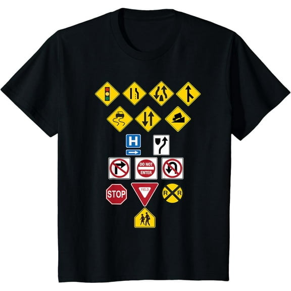 t-shirt Kids Kids Gift,Traffic signs T-Shirt mens，black，women，funny，journey，Crew Neck, Short Sleeve,custom clothing patterns.gift