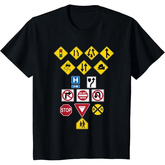 t-shirt Kids Kids Gift,Traffic signs T-Shirt mens,black,women,funny,journey,Crew Neck, Short Sleeve,custom clothing patterns.gift