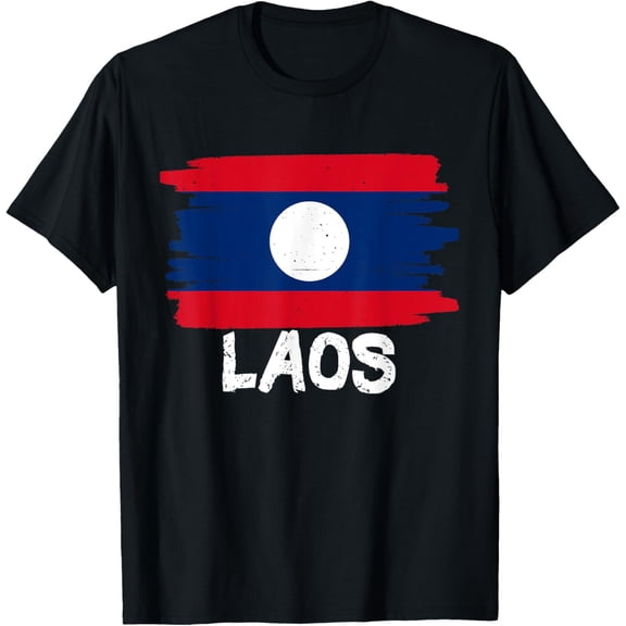 t-shirt Laos Flag T-Shirt mens，black，women，funny，journey，Crew Neck, Short Sleeve,custom clothing patterns.gift