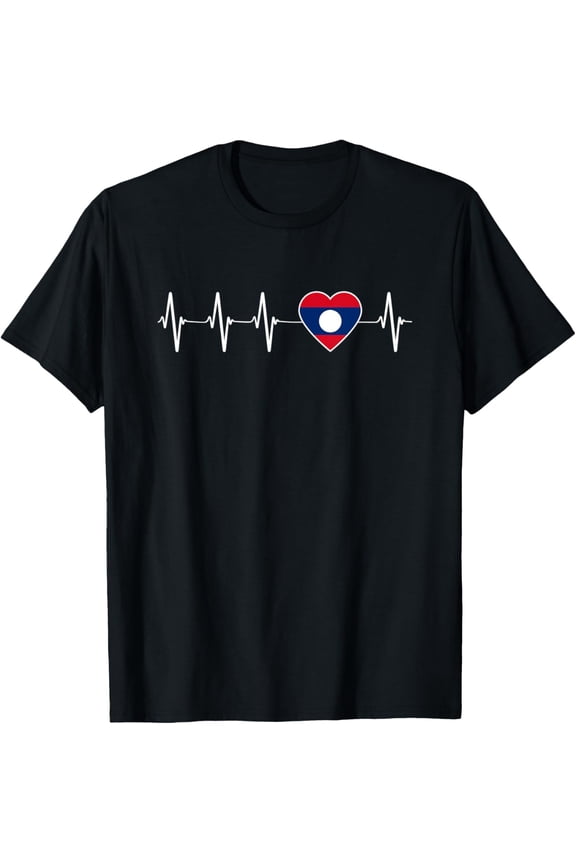 t-shirt Laotian Lao Heartbeat I Love Laos Flag Country Gift T-Shirt.
