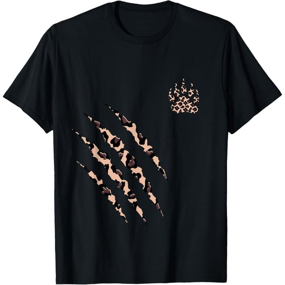 t-shirt Leopard Paw Claws Scratched T-Shirt mens，black，women，funny，journey，Crew Neck, Short Sleeve,custom clothing patterns.gift