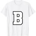 thumbnail image 1 of t-shirt Letter B Capital Alphabet Varsity Monogram Initial T-Shirt mens, woman, white，funny，journey，Crew Neck, Short Sleeve,custom clothing patterns.gift, 1 of 4