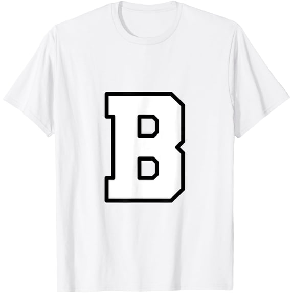 t-shirt Letter B Capital Alphabet Varsity Monogram Initial T-Shirt mens, woman, white,funny,journey,Crew Neck, Short Sleeve,custom clothing patterns.gift