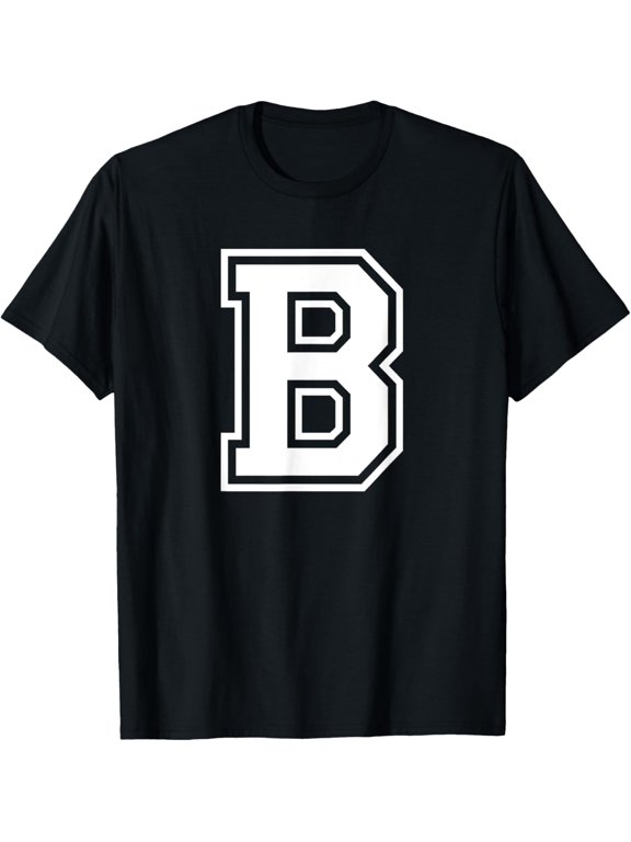 t-shirt Letter B Name Initial Varsity Alphabet Monogram T-Shirt mens,black,women,funny,journey,Crew Neck, Short Sleeve,custom clothing patterns.gift