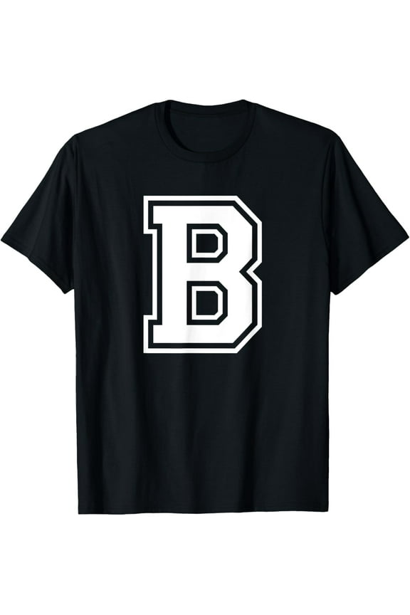 t-shirt Letter B Name Initial Varsity Alphabet Monogram T-Shirt mens,black,women,funny,journey,Crew Neck, Short Sleeve,custom clothing patterns.gift