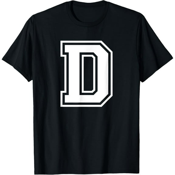 t-shirt Letter D Name Initial Varsity Alphabet Monogram T-Shirt mens,black,women,funny,journey,Crew Neck, Short Sleeve,custom clothing patterns.gift