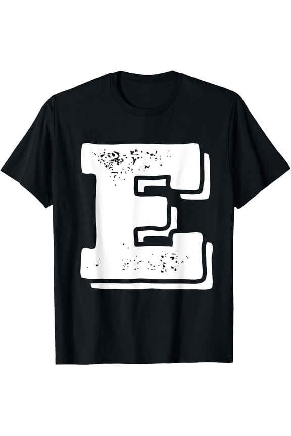 t-shirt Letter E Capital Alphabet College Varsity Monogram Club T-Shirt.