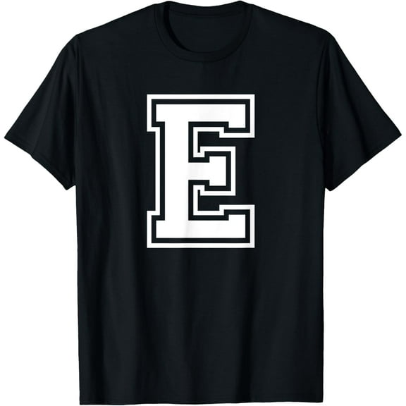 t-shirt Letter E Name Initial Varsity Alphabet Monogram T-Shirt mens，black，women，funny，journey，Crew Neck, Short Sleeve,custom clothing patterns.gift