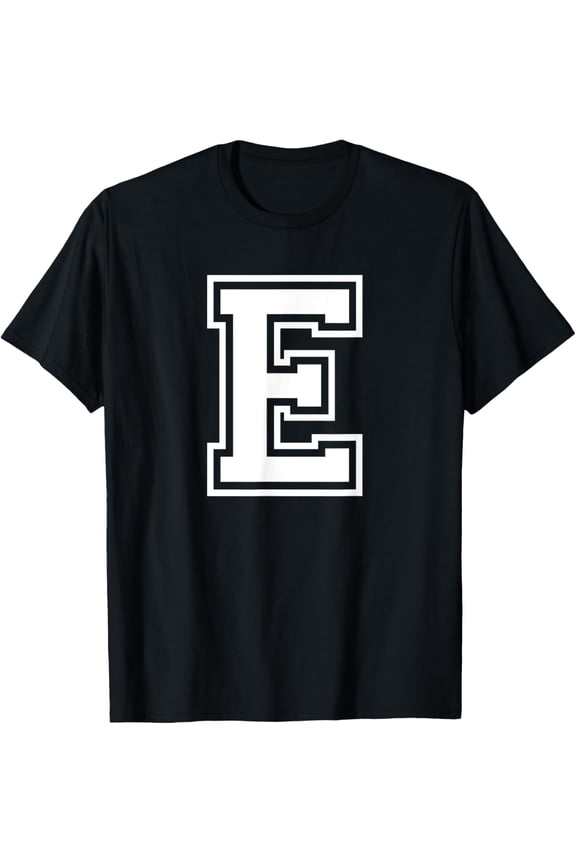 t-shirt Letter E Name Initial Varsity Alphabet Monogram T-Shirt mens，black，women，funny，journey，Crew Neck, Short Sleeve,custom clothing patterns.gift