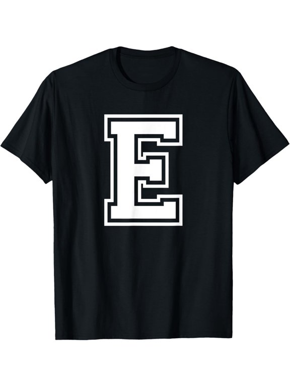 t-shirt Letter E Name Initial Varsity Alphabet Monogram T-Shirt mens,black,women,funny,journey,Crew Neck, Short Sleeve,custom clothing patterns.gift