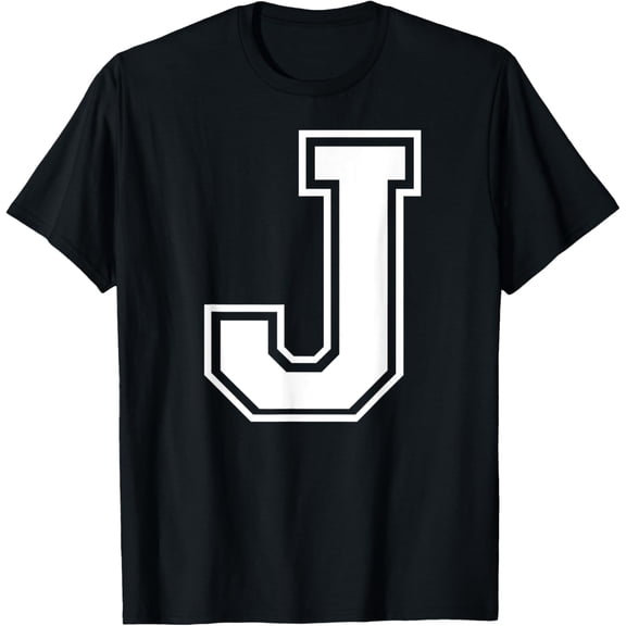 t-shirt Letter J Capital Alphabet College Varsity Monogram Club T-Shirt.