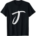 thumbnail image 1 of t-shirt Letter J Initial Name Monogram Capital Letter T-Shirt mens，black，women，funny，journey，Crew Neck, Short Sleeve,custom clothing patterns.gift, 1 of 4